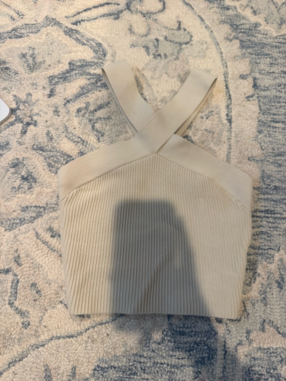 Babaton Ribbed Cross-Strap Crop Top - Cream
